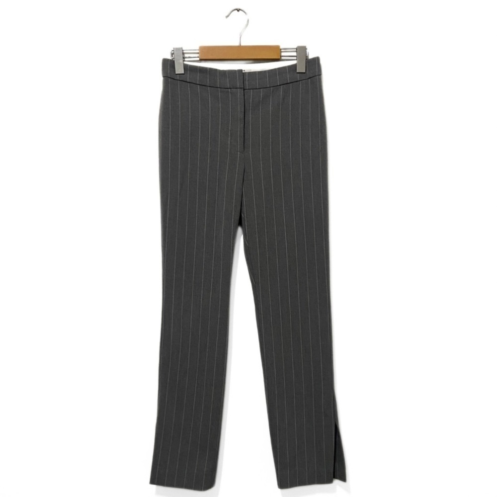 Babaton | Aritzia Grey/White Striped High-Rise Slim-Leg Causal Trousers Size 6